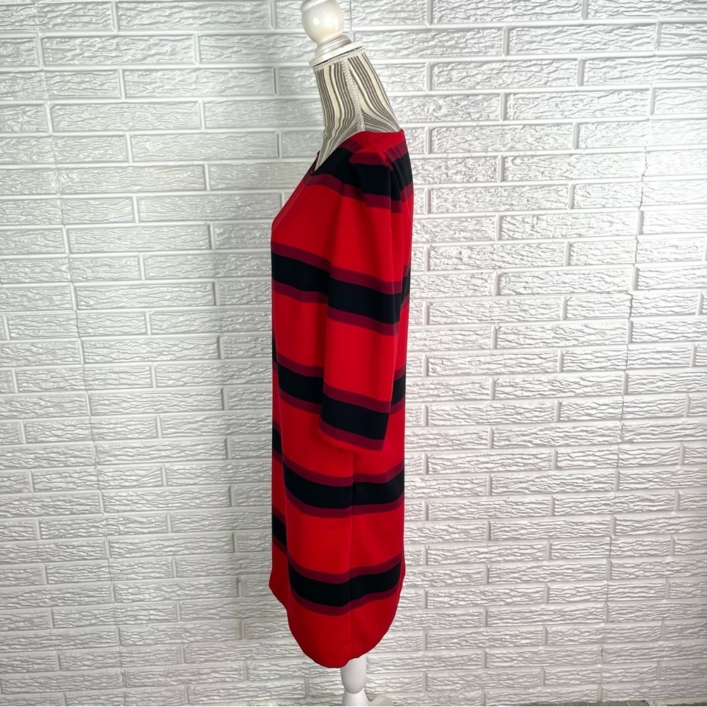 Premise Dresses Red Black Striped Shift Dress with Pockets Size 10 - Picture 5 of 11
